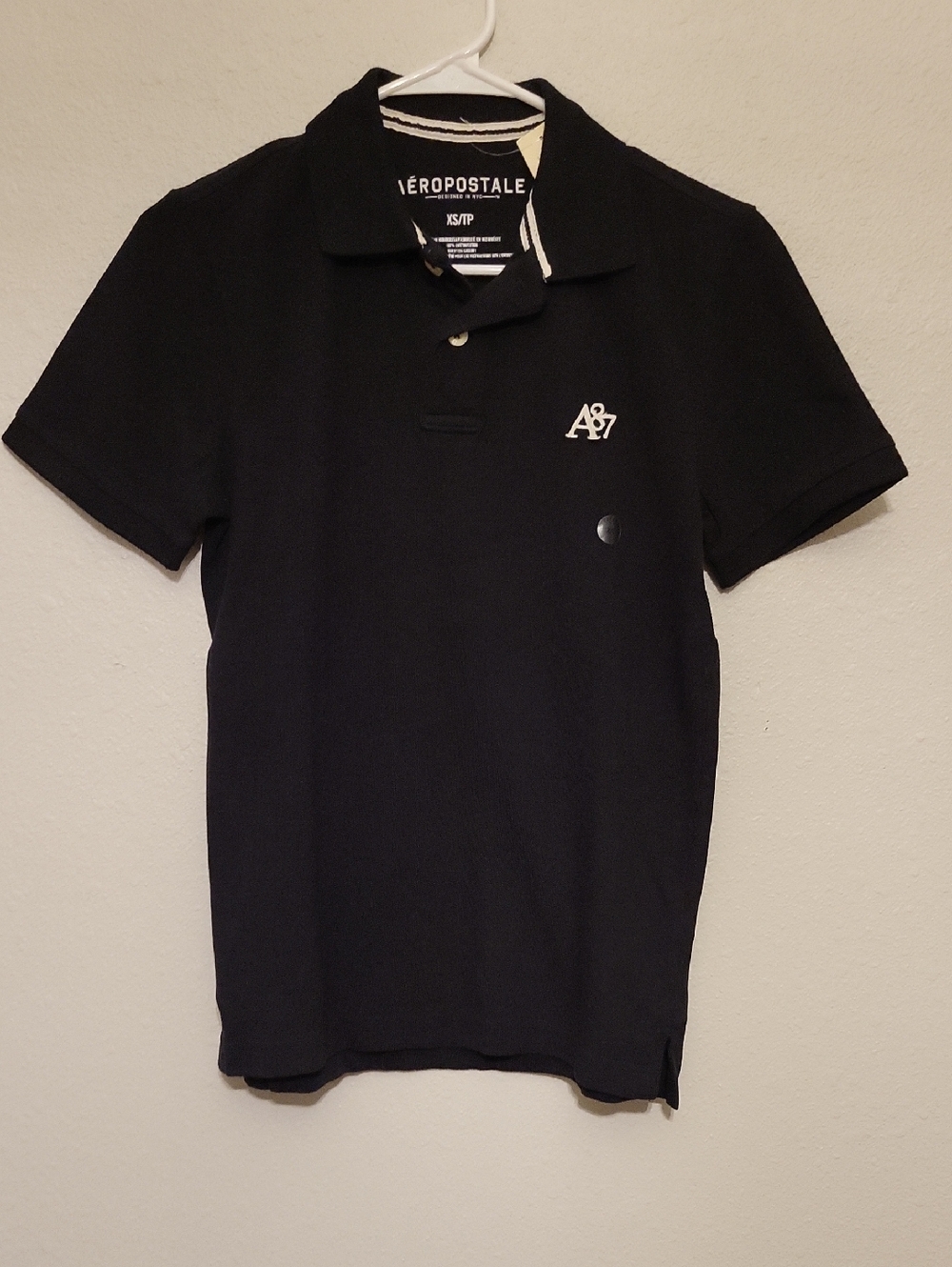 Aeropostale A87 Boy's Black Polo with Contrast Trim